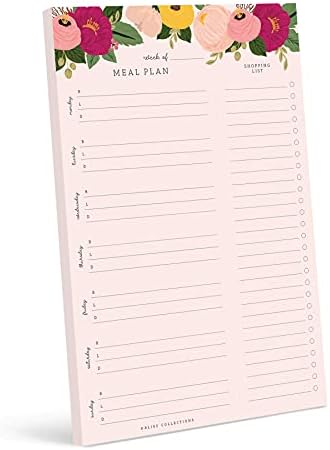 Седмичен Планер хранене Bliss Collections, в Розово цветенце, Магнитен семеен календар хранене и бележник за