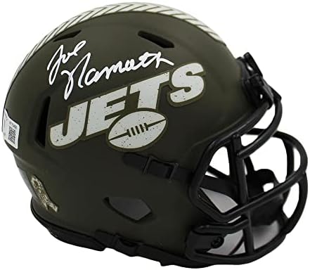 Джо Намат подписа на Способи за поздрав на Ню Йорк Джетс За обслужване на мини-каски NFL - Мини-Каски NFL с