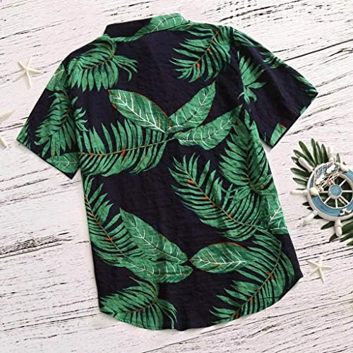 Мъжки хавайски Ризи ZNNE с къс ръкав, Летни Блузи с Принтом, Ежедневни Свободна Плажна Риза Aloha копчета Обичайното Намаляване на