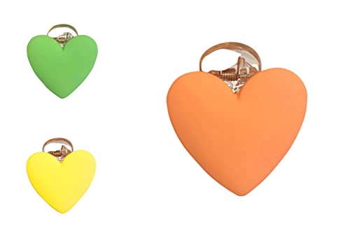 Комплекти от 3 заколок за коса във формата на сърце ярки цветове, за жени, момичета (зелено, жълто, оранжево)