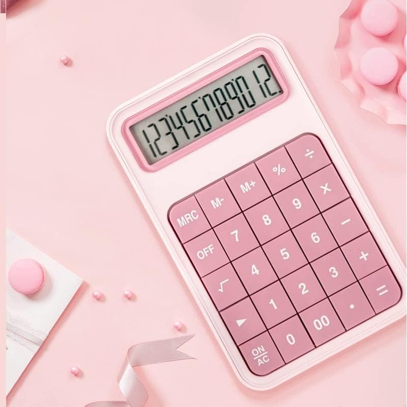 MJWDP 12-цифров Настолен калкулатор с големи бутони, сладък карамел цвят, Финансов инструмент за водене на счетоводство,