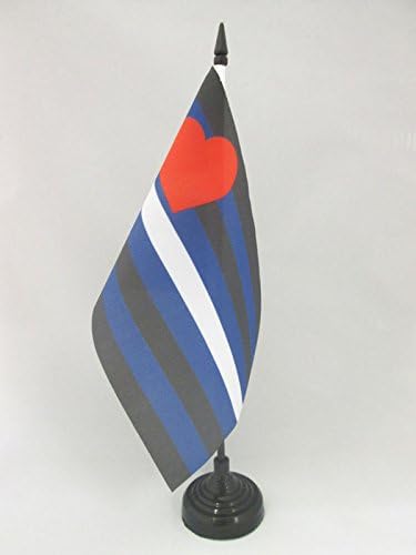 Настолен флаг AZ от Дъгата на кожата, 5 x 8 - Настолен Знаме на гей-Прайда 21 х 14 см - Черна Пластмасова Пръчка