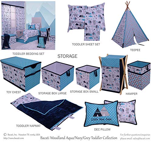 Панел за пердета Bacati Woodlands Boys Cotton Aqua Arrows, 2 в Опаковка, цвят на Морска вълна /Тъмно синьо /Сиво