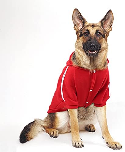 Пуловер PETLESO Dog за по-Големи Кучета, Топло Памучен Hoody с качулка за кучета със Средни Размери, Червен