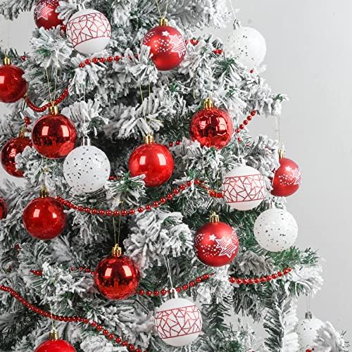 VAINECHAY Коледна Украса Червено Бяло: Украса за Коледната Елха, Нечупливи Коледни Топки, Украшение Малък от