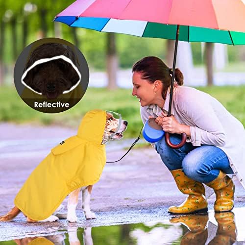 Дъждобран за кучета СлоуТон, Регулируема Двуслойни Дъждобран За Кучета с Прозрачен капак, Водонепроницаемое