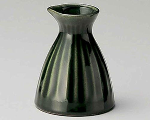 Oribe Kikuwari 5,1-инчов комплект от 5 графинов за саке Зелена керамика е Направена в Япония