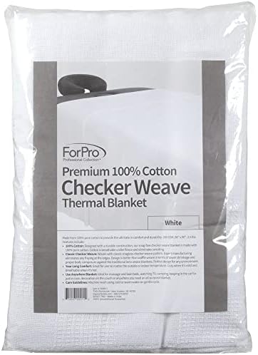 Топлинен Масаж одеяло ForPro Premium Проверка Weave, Памук, за Масажни маси, Легла, мека мебел, 66 х 90,
