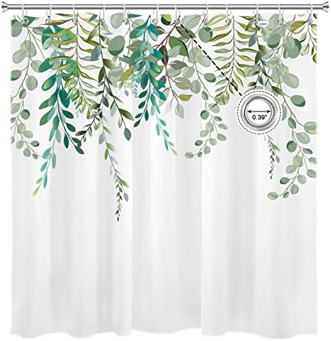 LB Акварельно-Зелени Листа от Евкалипт Завеса за душ с Букет от Клоните на Растенията в стил Бохо Цветя Ботанически