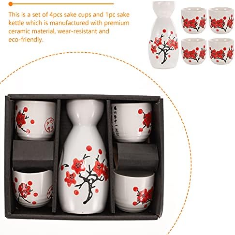 Порцеланов Комплект Amosfun, комплект чаши за саке, японската бутилка за гореща бамбук, Многофункционални Чаши