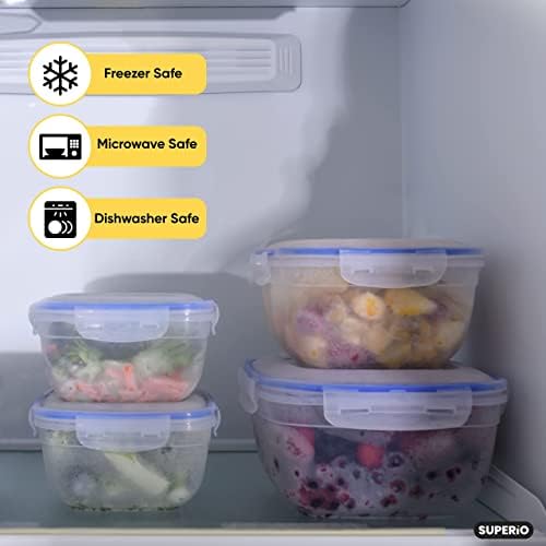 Плътно затварящ се Пластмасов контейнер за съхранение на храна Superio - Херметични контейнери за приготвяне