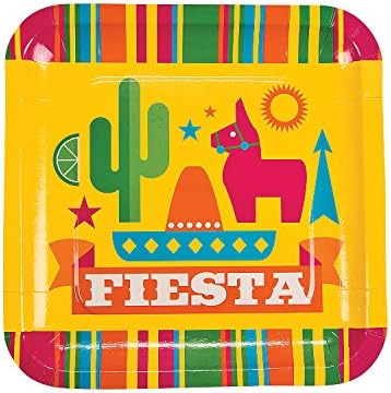 Забавни Express - Празнични кът чинии Fiesta за Cinco de Mayo - Аксесоари за партита - Прибори с принтом - Чинии