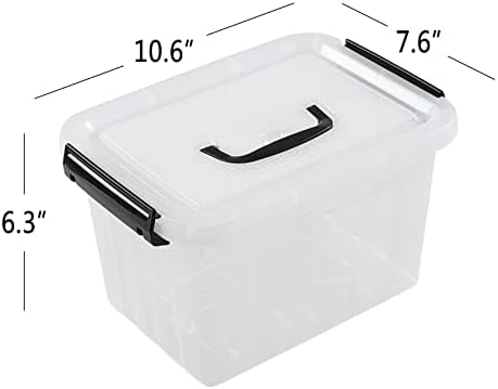 Контейнер за съхранение Hespama обем 6 Литра, Пластмасов Запирающаяся кутия с Капак, 4 опаковки, R
