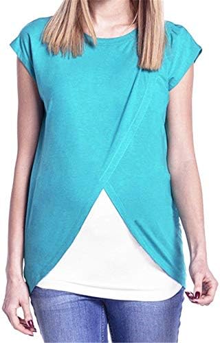 Andongnywell/ Дамски Блузи за бременни и Кърмещи, Ризи за кърмачки С Къс ръкав, Подходяща По Цвят Тениска За