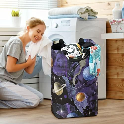 Голяма Кошница за дрехи xigua Space and Planets, Сгъваема Кошница за дрехи с дръжка, 22-Литров Сгъваема Чанта