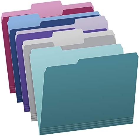 Два цвята папка за файлове Pendaflex, с размер на буквата, Различни цветове (тюркоаз, лилаво, Сиво, тъмно синьо