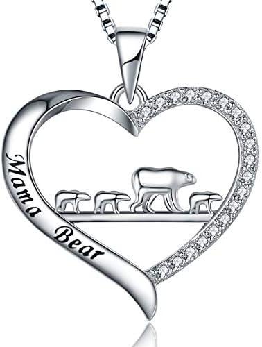 MUATOGIML Колие от Сребро 925 Проба за Майките, Висулка във формата на Сърце, Мама Мечка Панда, един Слон, един