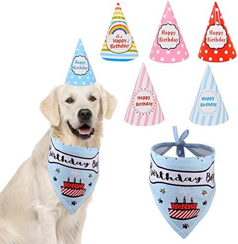 Кърпа за рождения Ден на кучето MEDOSO, Триъгълен Шал с 6 бр, Шапки за Щастлив партита, Меки Памучни Регулируеми