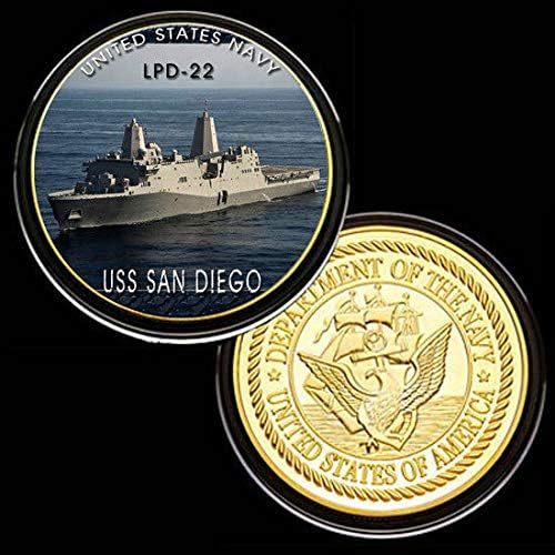 Флот USS San Diego LPD-22 Позлатен Раскрашенная Печатна Монета на Повикване