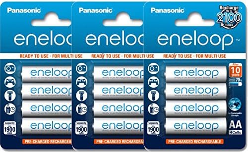 12 Акумулаторни батерии Panasonic Eneloop AA BK-3MCCE капацитет не по-малко от 1900 mah