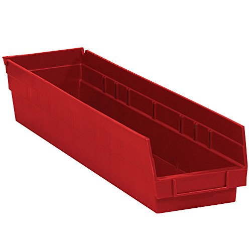Пластмасови Кутии за съхранение на рафтовете, 23 5/8 x 4 1/8x 4, Червен, 16 бр /кутия за дискове