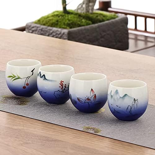 MQjzsh ръчно рисувани китайската традиционна керамична чаша в японски стил, комплект от четири чаени чаши, чай,