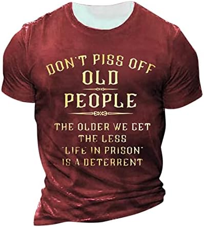 Забавни тениски DuDubaby за Мъже, Лятна Реколта Тениска с Писмото Принтом Топ с Къс Ръкав и кръгло деколте
