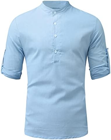 Ozmmyan Тениски с дълъг Ръкав за Мъже, Бельо Памучен Риза, Пуловер, Ежедневни Однотонная Плажната Тениска с
