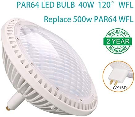 BAOMING PAR64 WFL Led Лампа 40 W Замества Традиционната 500 W PAR64 с регулируема яркост 120° Топло Бяло 2700