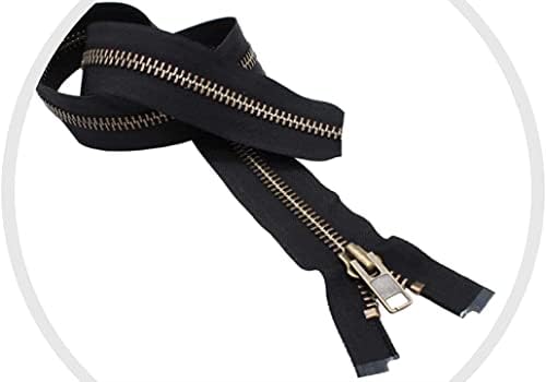 10 Разделителни цип за якето YKK Heavy Weight Black от антични месинг - Изберете си дълъг - Цвят: черен - Произведено