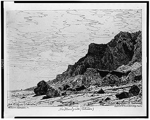 Исторически находки Снимка: Пре Ульгат, Калвадос, Франция, Скала, Плаж,1869, Максим Лаланн, Природа