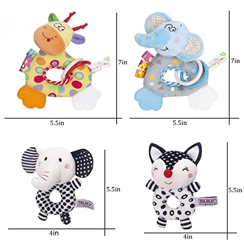 Бебешки Дрънкалки и Плюшени Пръстени, Играчки за никнене на млечни зъби за бебе 0-6 месеца, Бебешки играчки-Дрънкалка