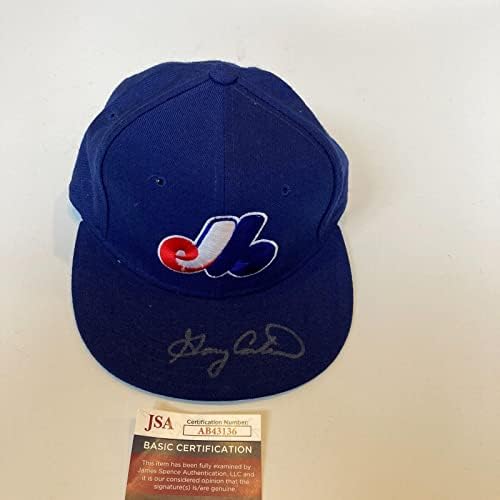 Бейзболна шапка с Автограф от Гари Картър Authentic Montreal Изложения JSA COA - бейзболни Шапки, MLB С автограф