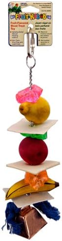 Играчка Penn-Plax Bird-Life Fruit Kabob Bird с камбана – Различни текстури, материали и цветове – чудесно за