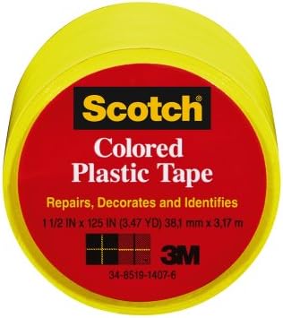 Пластмасова лента Scotch-цвят, 1.5 инча на 125 см, Жълто, 191YL, 6 ролки