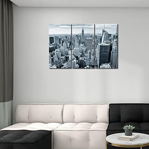 My Easy Art New York Wall Art Decorlight сиво-синьо Хоризонт на Съединените Щати, Град Ню Йорк, Черно-Бели рисунки