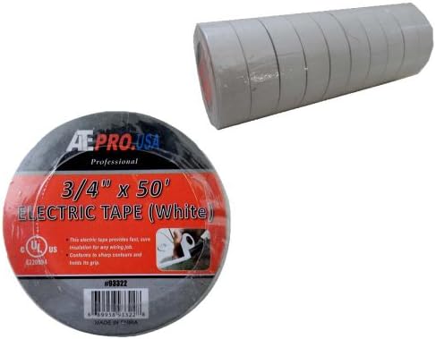 ToolUSA Опаковки от по 10 ролки, бяла електрически лента с размер 3/4 X 50 см целлофановой обертке: TAP-EL50W-10