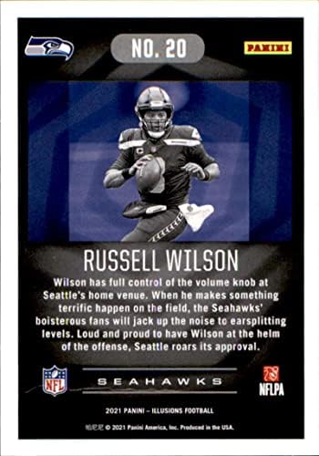 2021 Панини Illusions 20 Търговската карта на футболиста от NFL Ръсел Уилсън Seattle Seahawks