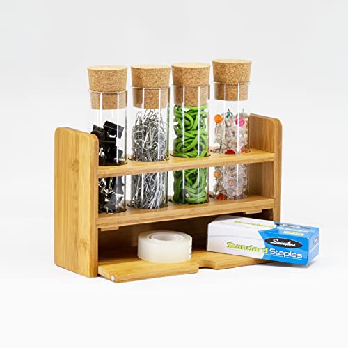 Стъклени епруветки Spice Lab с пробковыми тапи - 4 опаковки с дървена поставка - Гъвкав дизайн и надеждно уплътнение