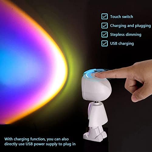 Проекционная Лампа HGVVNM Sun Sunset Robot Проекционная USB Лампа Акумулаторна Стая Цветна Украса Атмосфера