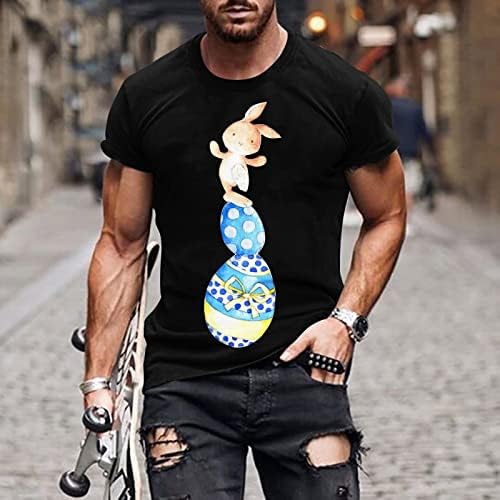 Великденски Тениски за Мъже, Сладки Тениски с графичен принтом RabbitEggs, Удобна Тениска с кръгло деколте,
