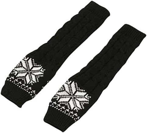 Qvkarw Коледни Топли дамски ръкавици със средна дължина, без пръсти, Топли дамски зимни Ръкавици с Снежинками,