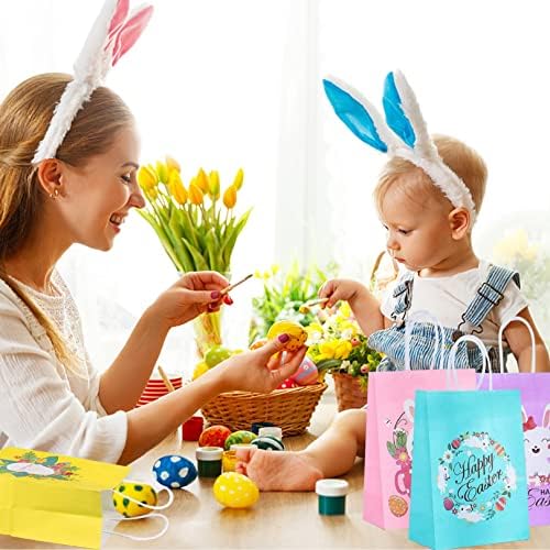 TUAHOUS 12 бр. Подарък пакети за Великден за деца, Малък Подарък пакет в пастелни цветове, Пакети за великденските