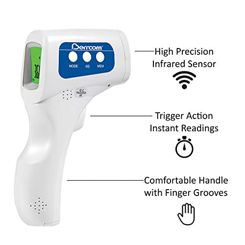 Безконтактен Инфрачервен термометър за челото Berrcom, Термометър за проверка температурата на детето 4 в 1,