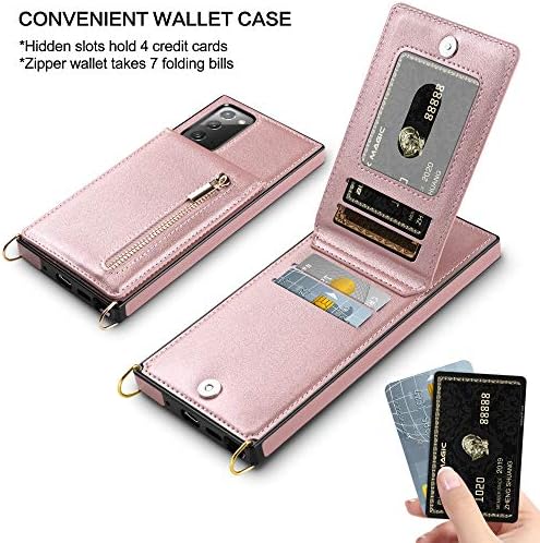 Чанта-портфейл HianDier, който е съвместим с Galaxy Note 20 5G, 6,7-инчов Държач за карти, флип-надолу цип отзад