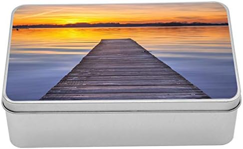 Лидице кутия за езерото Амбезонн, Летен Залез над Ведра вода на езерото Патерволдсемир с Дървена пристанище,