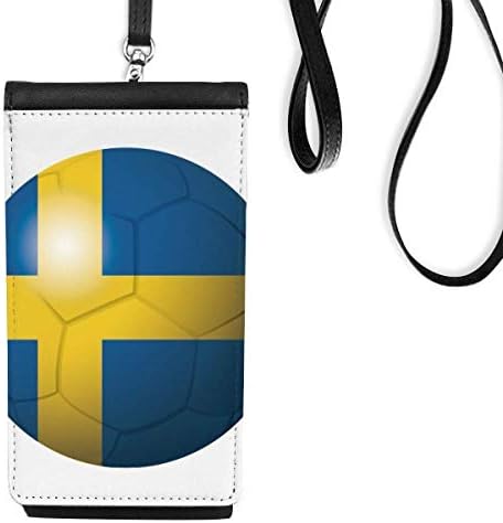 Национален Флаг На Швеция По Футбол На Футболен Телефон В Чантата Си Портфейл Окачен Мобилен Калъф Черен Джоба