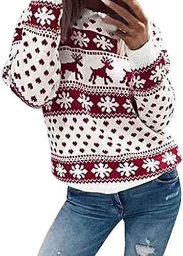 QXDLDHT Женски Случайни Пуловер с кръгло деколте в Контрастен Цвят и дълъг ръкав, Hoody, Пуловер Шерпа, Hoody