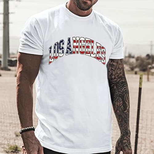 HDDK 4 юли, Патриотични тениски за мъже, Къс ръкав, Флаг на САЩ, Буквално принт, Тениски с кръгло деколте, Лятна