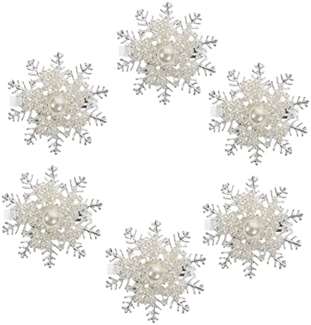 DOITOOL 6шт Пръстени За Салфетки във формата на Снежинки Коледен Декор Декор на Работния Плот Пръстен С Кристали